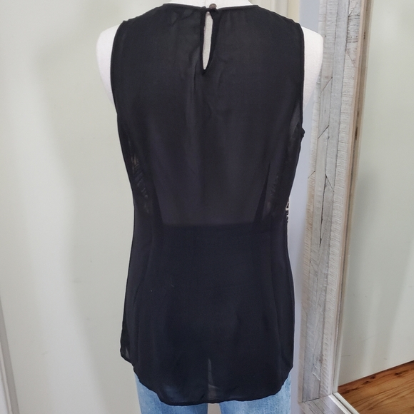 Cabi Buchanan Sleeveless Mixed Print Blouse Tunic Animal Striped S - Picture 8 of 10